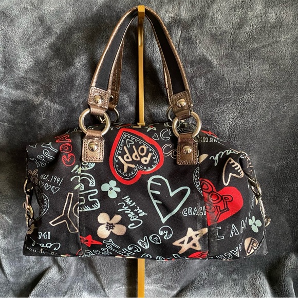 Coach Poppy Graffiti Black Multicolor Bag - Picture 2 of 10